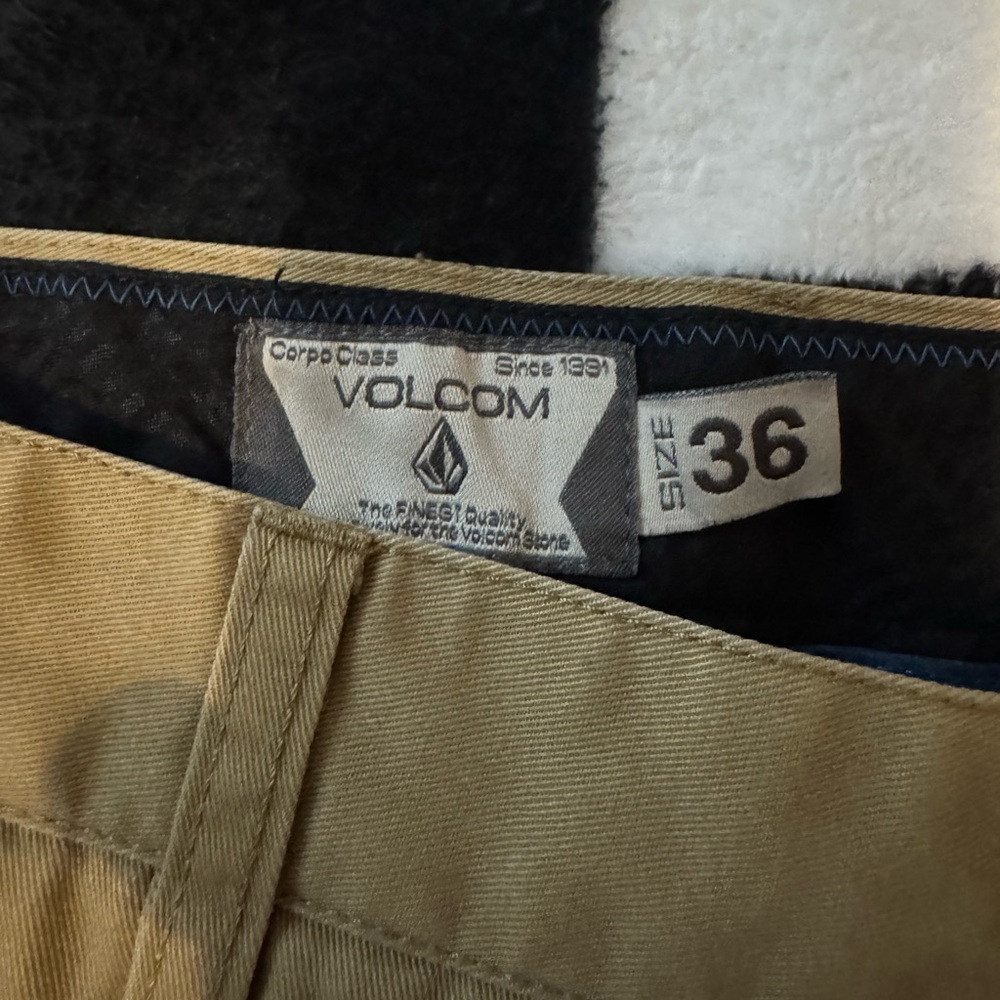 Volcom Tan Flat Front Shorts with Sturdy Construction